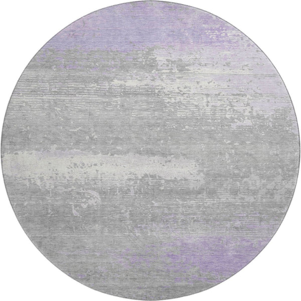 HomeRoots 8' Lavender Abstract Round Rug - Stylish, Washable, UV Protected, Kid & Pet-Friendly Home Decor 701090