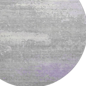 HomeRoots 8' Lavender Abstract Round Rug - Stylish, Washable, UV Protected, Kid & Pet-Friendly Home Decor 701090