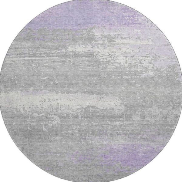 HomeRoots 8' Lavender Abstract Round Rug - Stylish, Washable, UV Protected, Kid & Pet-Friendly Home Decor 701090
