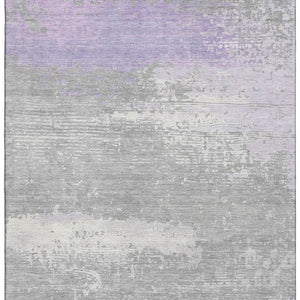 HomeRoots 9' X 12' Stylish Lavender and Ivory Abstract Washable Area Rug with UV Protection for Everyday Living 701092