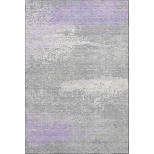 HomeRoots 9' X 12' Stylish Lavender and Ivory Abstract Washable Area Rug with UV Protection for Everyday Living 701092