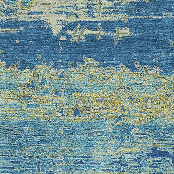 HomeRoots 5' X 8' Modern Abstract Area Rug in Navy Blue & Olive Green - Washable, UV Protected & Stain Resistant 701095