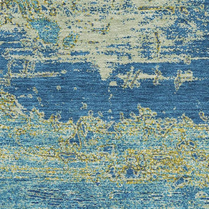HomeRoots 8' X 10' Navy Blue & Olive Green Abstract Washable Area Rug - Stylish, Durable, UV Protected Design 701097