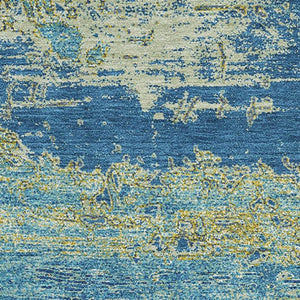 HomeRoots 10' X 14' Modern Navy Blue & Olive Green Abstract Area Rug - Washable, UV-Protected, Stain-Resistant! 701099