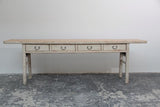 Lilys Vintage Console Table With Four Drawers Weathered Off White Xl (Around 8-10 Ft Size & Color Vary) 7011XL-W