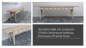 Lilys Vintage Console Table With Four Drawers Weathered Off White Xl (Around 8-10 Ft Size & Color Vary) 7011XL-W