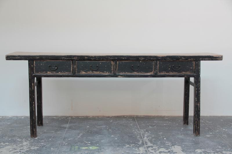 Lilys Vintage Console Table With Four Drawers Antique Black Large (Around 8Ft Size & Color Vary) 7011L-B