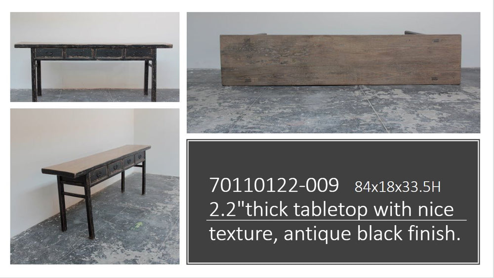 Lilys Vintage Console Table With Four Drawers Antique Black Large (Around 7Ft Size & Color Vary) 7011S-B