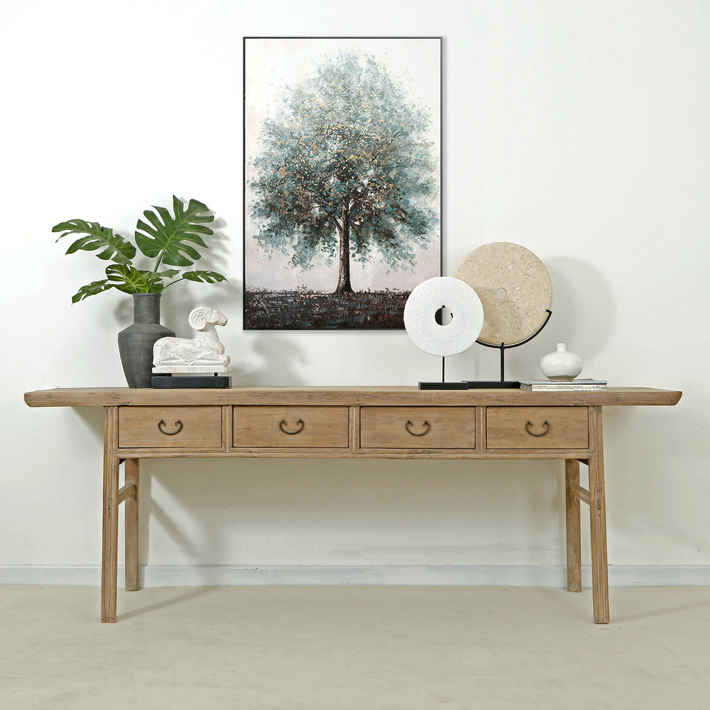 Lilys Vintage Console Table With Four Drawers Weathered Natural Large (Around 8Ft Size & Color Vary) 7011