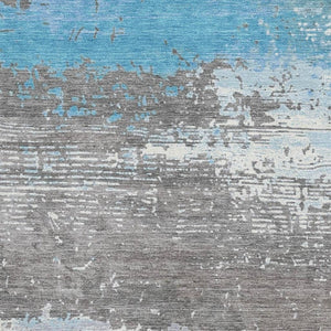HomeRoots 5' X 8' Teal Gray Ivory Abstract Area Rug - Durable, Washable, UV Protected for Busy Homes & Style 701101
