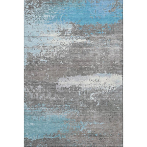 HomeRoots 5' X 8' Teal Gray Ivory Abstract Area Rug - Durable, Washable, UV Protected for Busy Homes & Style 701101