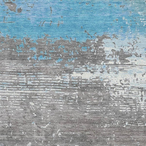 HomeRoots 8' X 10' Modern Teal Gray and Ivory Abstract Area Rug - Durable, Stain Resistant, UV Protected! 701103