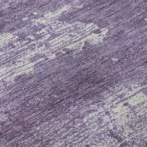 HomeRoots 8' Washable Purple & Ivory Abstract Round Rug - UV Protection, Stain Resistant, Perfect for High Traffic Spaces 701108