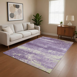 HomeRoots 8' X 10' Purple And Ivory Abstract Area Rug – Stylish, Washable, UV-Protected, and Stain Resistant! 701109