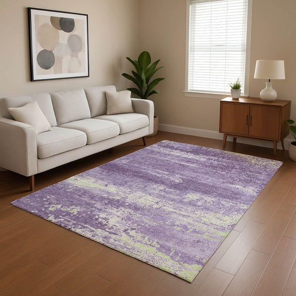 HomeRoots 8' X 10' Purple And Ivory Abstract Area Rug – Stylish, Washable, UV-Protected, and Stain Resistant! 701109