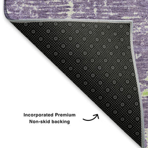 HomeRoots 8' X 10' Purple And Ivory Abstract Area Rug – Stylish, Washable, UV-Protected, and Stain Resistant! 701109