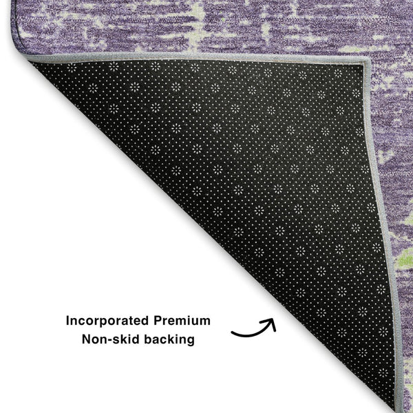 HomeRoots 8' X 10' Purple And Ivory Abstract Area Rug – Stylish, Washable, UV-Protected, and Stain Resistant! 701109