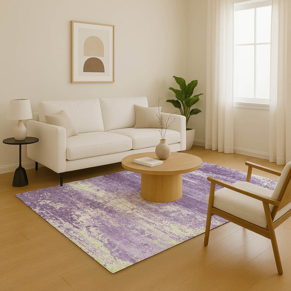 HomeRoots 8' X 10' Purple And Ivory Abstract Area Rug – Stylish, Washable, UV-Protected, and Stain Resistant! 701109