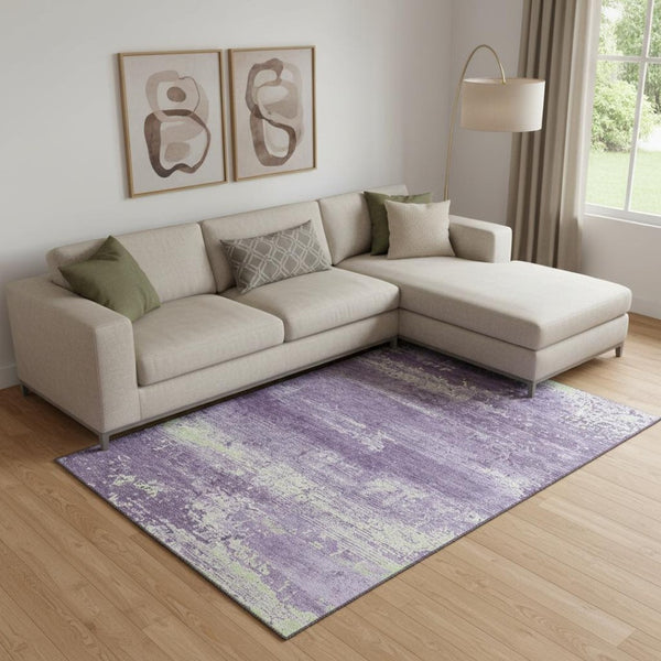 HomeRoots 10' X 14' Purple and Ivory Abstract Area Rug - Stylish, Stain Resistant, UV Protected for Busy Homes! 701111
