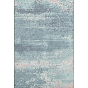 HomeRoots 8' X 10' Teal and Ivory Abstract Area Rug - Washable, UV Protected, Soft & Durable for Any Space 701115