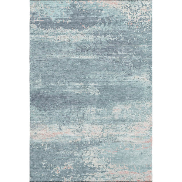 HomeRoots 8' X 10' Teal and Ivory Abstract Area Rug - Washable, UV Protected, Soft & Durable for Any Space 701115