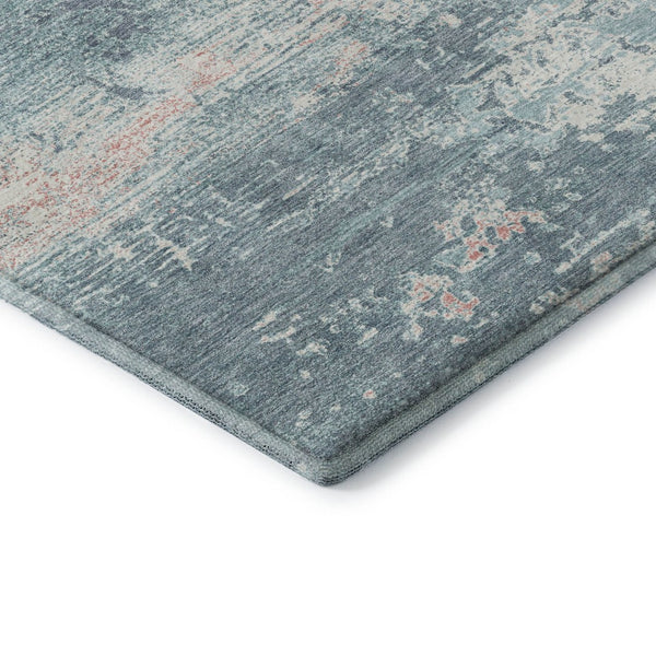 HomeRoots 8' X 10' Teal and Ivory Abstract Area Rug - Washable, UV Protected, Soft & Durable for Any Space 701115