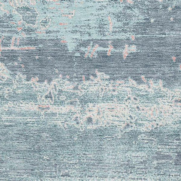 HomeRoots 8' X 10' Teal and Ivory Abstract Area Rug - Washable, UV Protected, Soft & Durable for Any Space 701115