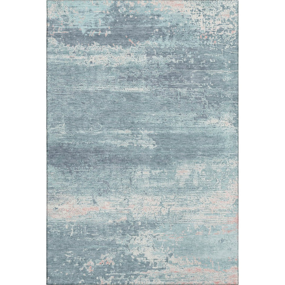 HomeRoots 9' X 12' Abstract Teal and Ivory Washable Area Rug - UV-Resistant, Durable, Family-Friendly Design! 701116