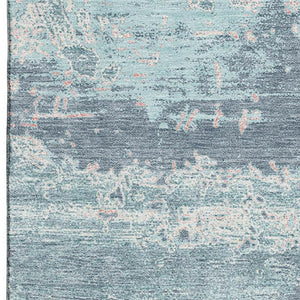 HomeRoots 9' X 12' Abstract Teal and Ivory Washable Area Rug - UV-Resistant, Durable, Family-Friendly Design! 701116