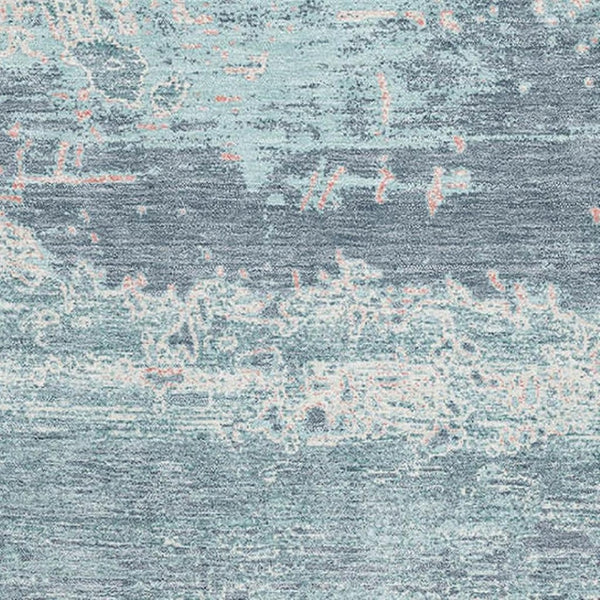 HomeRoots 10' X 14' Teal and Ivory Abstract Area Rug – Washable, UV-Protected, Stain-Resistant, and Non-Slip! 701117