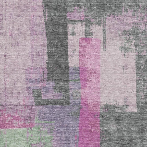HomeRoots 5' X 8' Blush & Gray Abstract Washable Area Rug - Stylish, Durable, UV-Protected for Easy Care 701119