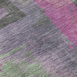 HomeRoots 8' Blush and Gray Abstract Round Rug - Washable, UV Protected, Stain-Resistant, Modern Design! 701120