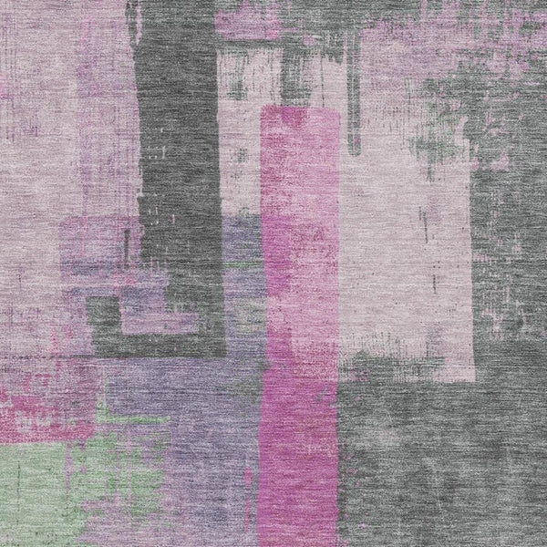 HomeRoots 8' X 10' Blush and Gray Abstract Washable Area Rug - Durable, UV-Protected, Soft & Stylish for Any Room 701121