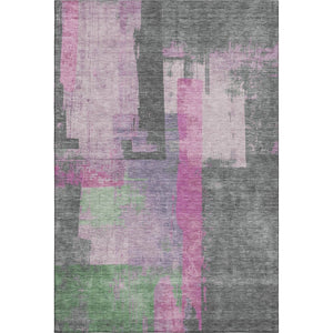 HomeRoots 9' X 12' Blush and Gray Modern Abstract Washable Area Rug with UV Protection for Busy Homes 701122