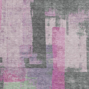 HomeRoots 9' X 12' Blush and Gray Modern Abstract Washable Area Rug with UV Protection for Busy Homes 701122