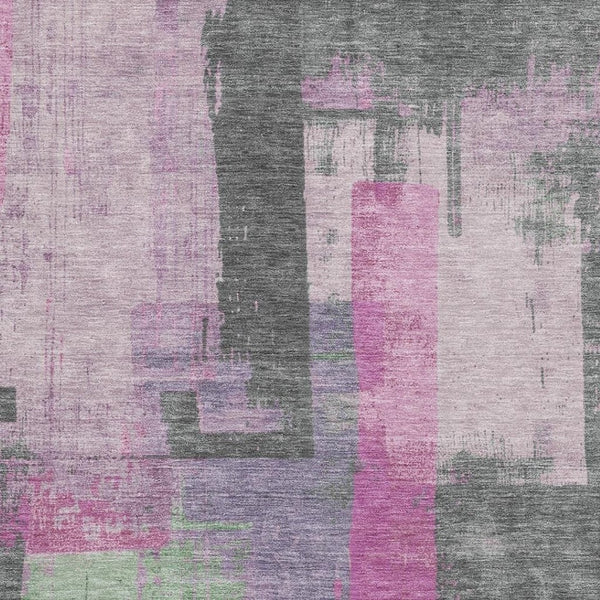 HomeRoots 9' X 12' Blush and Gray Modern Abstract Washable Area Rug with UV Protection for Busy Homes 701122
