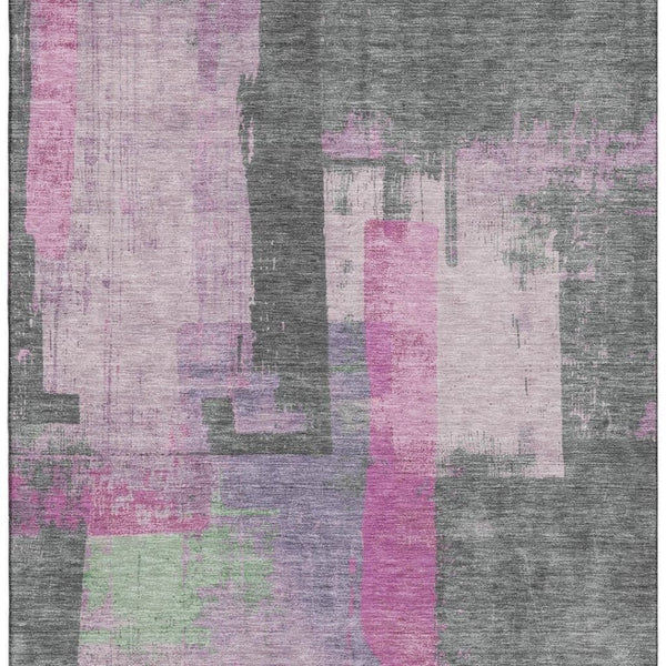 HomeRoots 9' X 12' Blush and Gray Modern Abstract Washable Area Rug with UV Protection for Busy Homes 701122