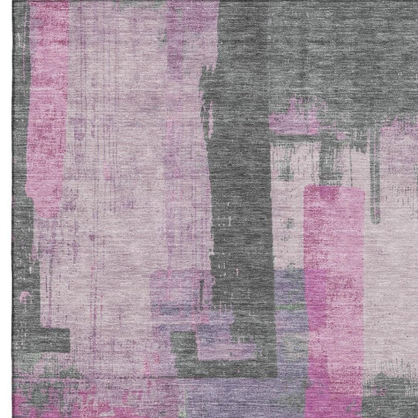 HomeRoots 10' X 14' Blush and Gray Abstract Area Rug - Washable, UV Protected, Perfect for Family Spaces 701123