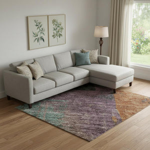 HomeRoots 9' X 12' Charcoal Orange & Purple Abstract Area Rug - Durable, Washable, UV-Protected, Stylish Design 701128