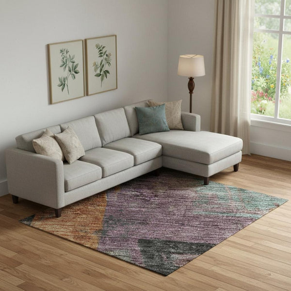 HomeRoots 10' X 14' Washable Charcoal Abstract Area Rug with UV Protection for Modern Living Spaces & Durability 701129