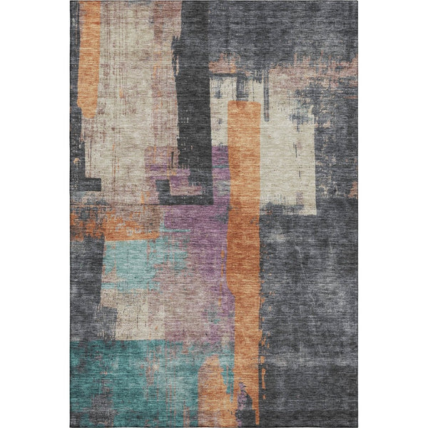HomeRoots 10' X 14' Washable Charcoal Abstract Area Rug with UV Protection for Modern Living Spaces & Durability 701129