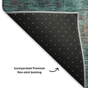 HomeRoots 10' X 14' Washable Charcoal Abstract Area Rug with UV Protection for Modern Living Spaces & Durability 701129