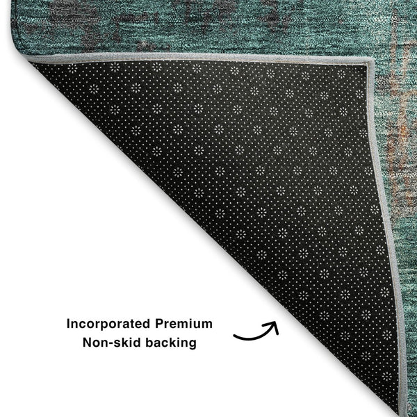 HomeRoots 10' X 14' Washable Charcoal Abstract Area Rug with UV Protection for Modern Living Spaces & Durability 701129