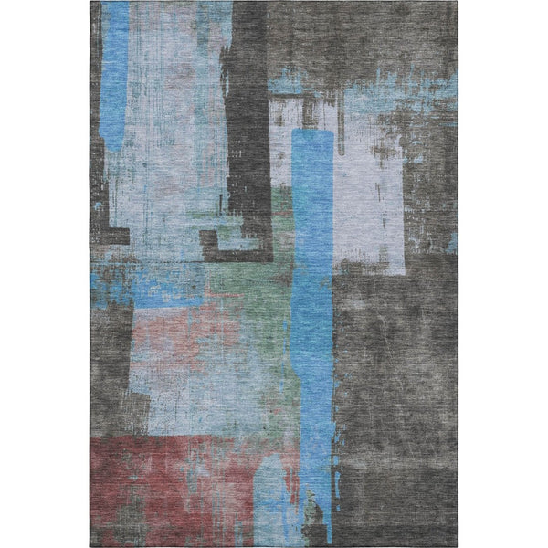 HomeRoots 10' Sky Blue Gray Silver Abstract Area Rug - Washable, UV Protected, Modern Design for Large Spaces 701135