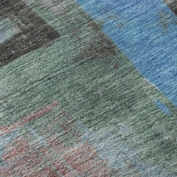HomeRoots 10' Sky Blue Gray Silver Abstract Area Rug - Washable, UV Protected, Modern Design for Large Spaces 701135