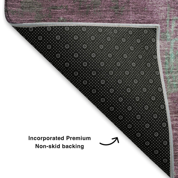HomeRoots 9' X 12' Teal Gray Silver Abstract Washable Area Rug with UV Protection - Durable, Stylish & Easy Care 701140