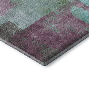 HomeRoots 9' X 12' Teal Gray Silver Abstract Washable Area Rug with UV Protection - Durable, Stylish & Easy Care 701140