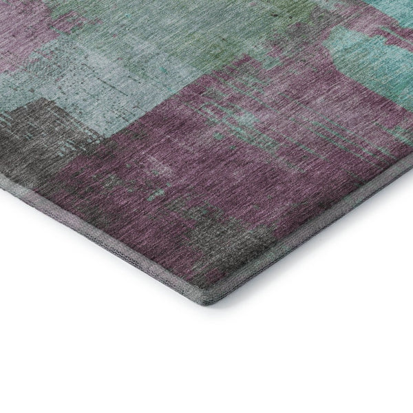 HomeRoots 9' X 12' Teal Gray Silver Abstract Washable Area Rug with UV Protection - Durable, Stylish & Easy Care 701140