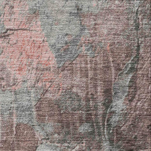 HomeRoots 5' X 8' Coral Gray & Silver Abstract Washable Area Rug - Stylish, Durable, UV Protected & Easy Care 701143