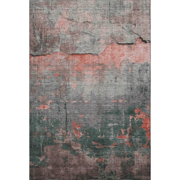 HomeRoots 9' X 12' Coral Gray Silver Abstract Area Rug – Stylish, Washable, UV-Protected for High-Traffic Spaces! 701146